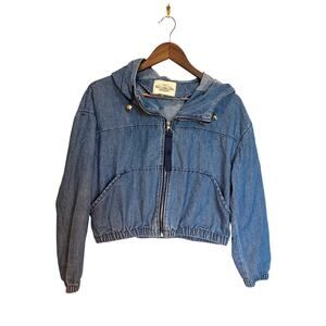 Ashley Vintage Charm denim zip up hoodie jacket